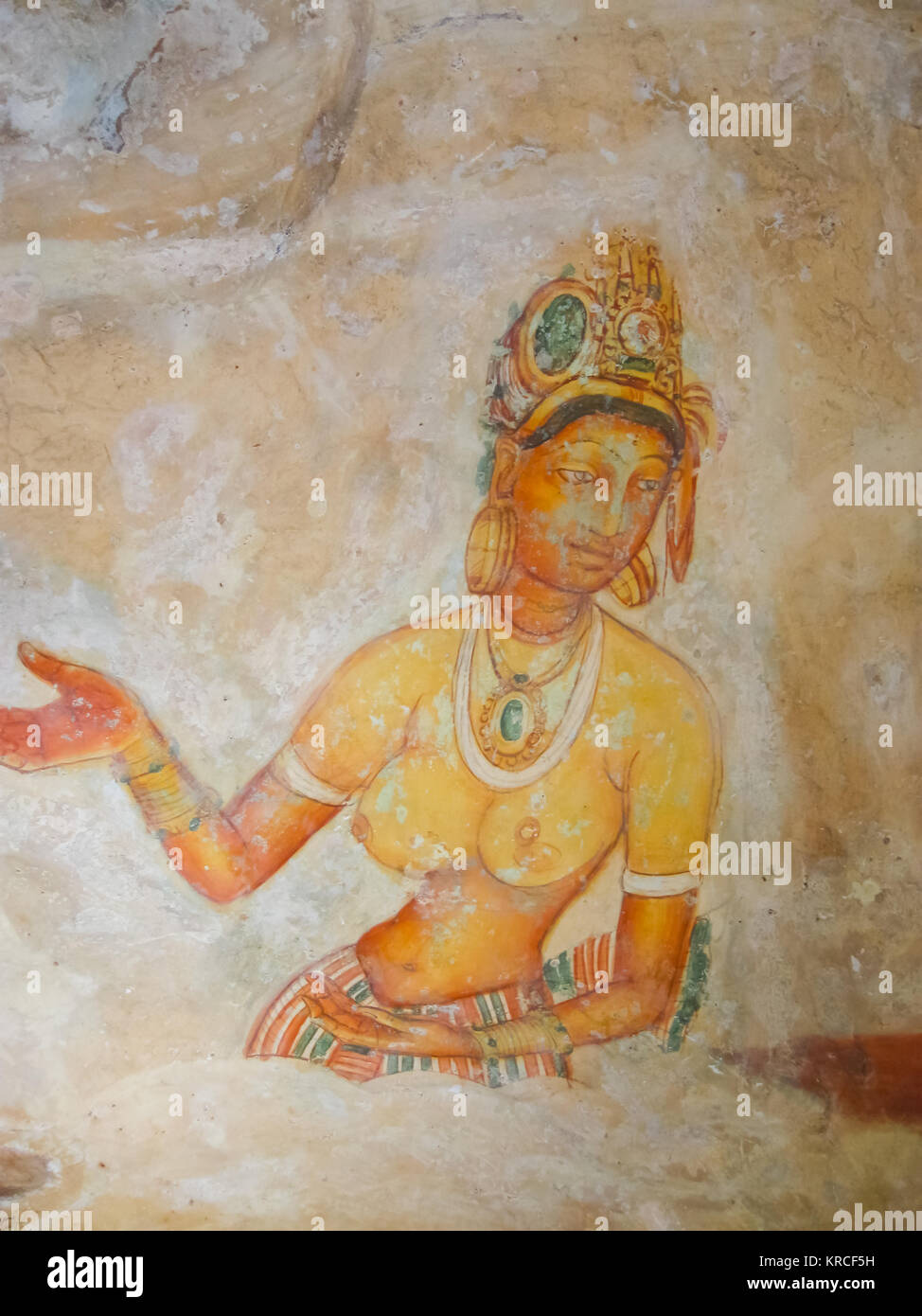 Antike Fresko in der Höhle, Tempel, Sigiriya, Sri Lanka, Asien Stockfoto