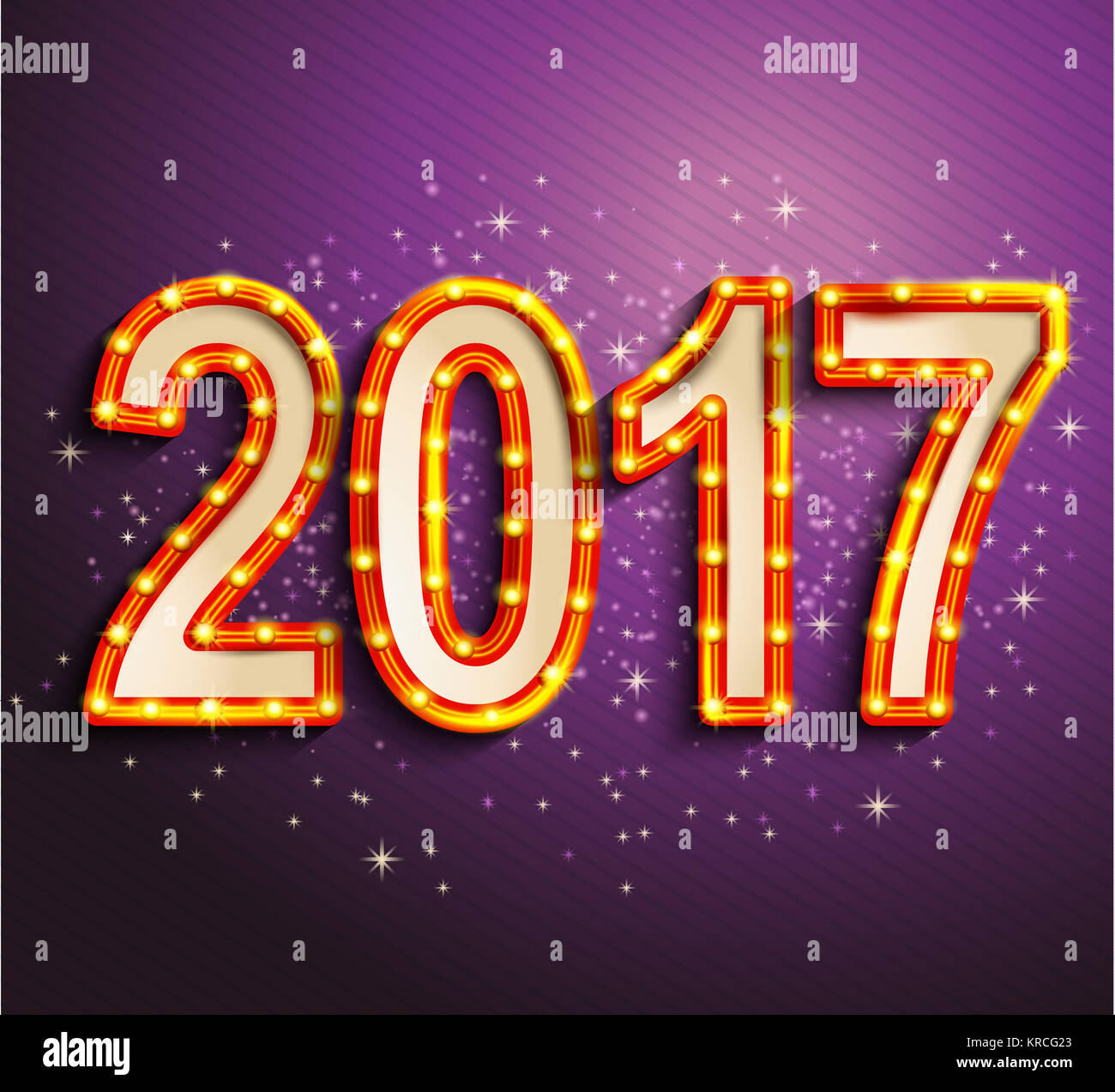 Frohes neues Jahr 2017 Glänzende retro Licht. Stockfoto