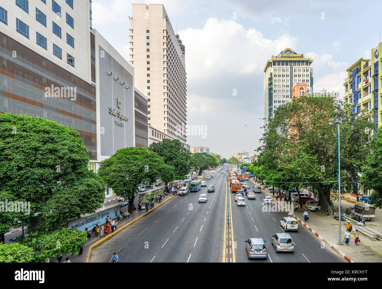 Straße in Yangon, Myanmar Stockfoto