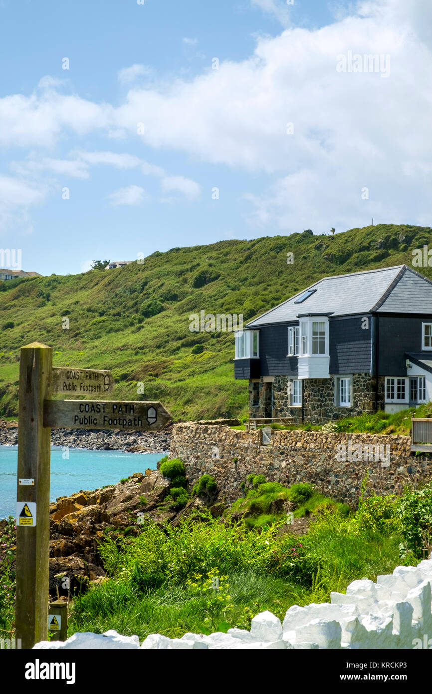 Kuste Richtung Schild Von Einer Klippe Haus Mit Herrlichem