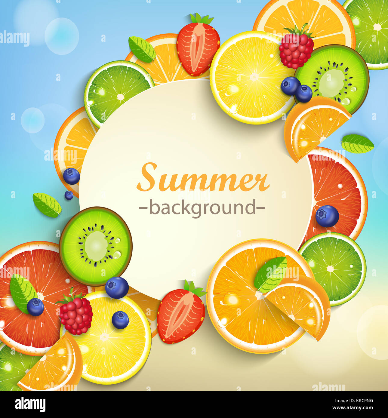 Sommer Hintergrund mit tropischen Früchten. Stockfoto