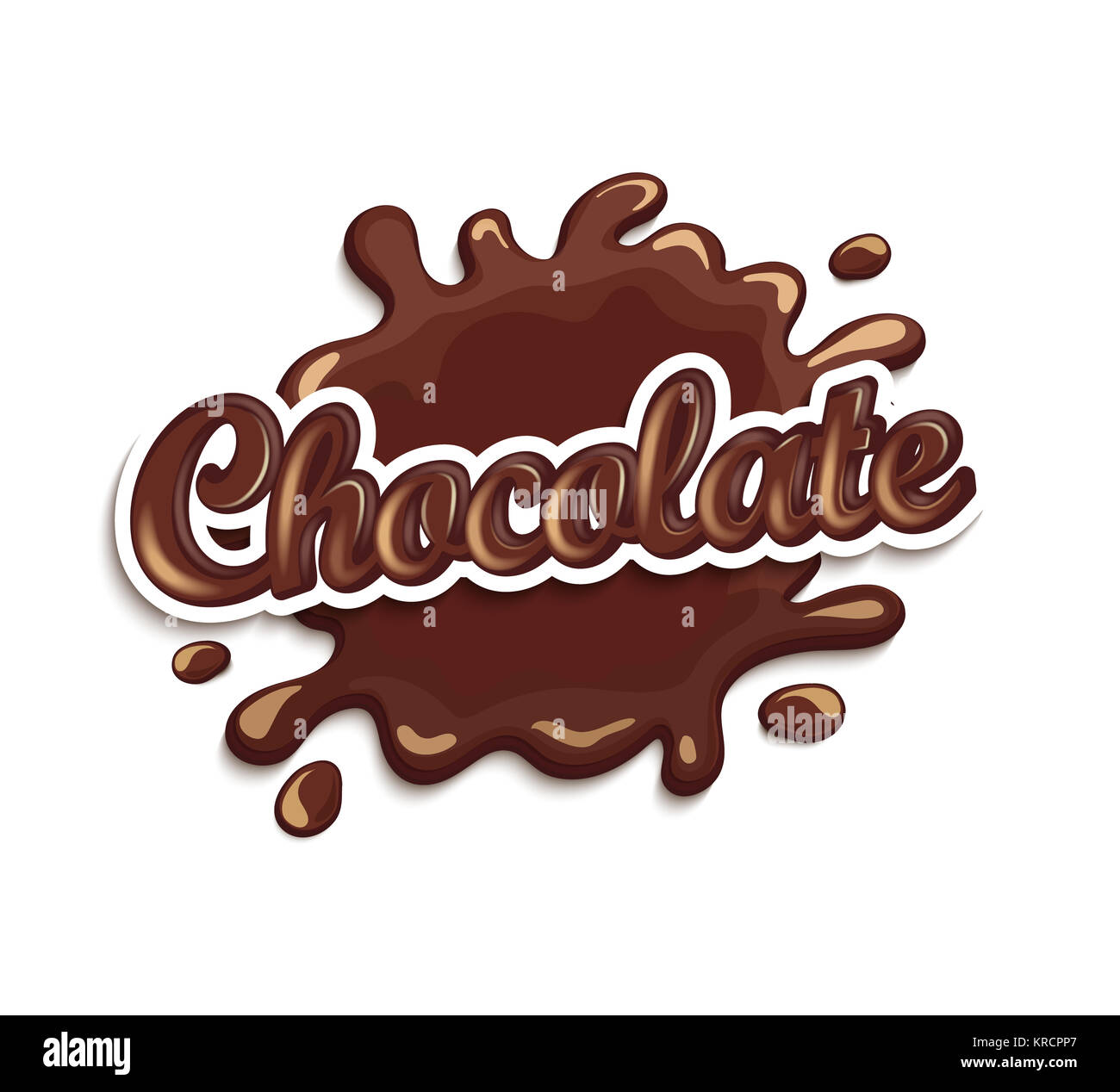 Schokolade Tropfen und Blot mit Schriftzug. Stockfoto