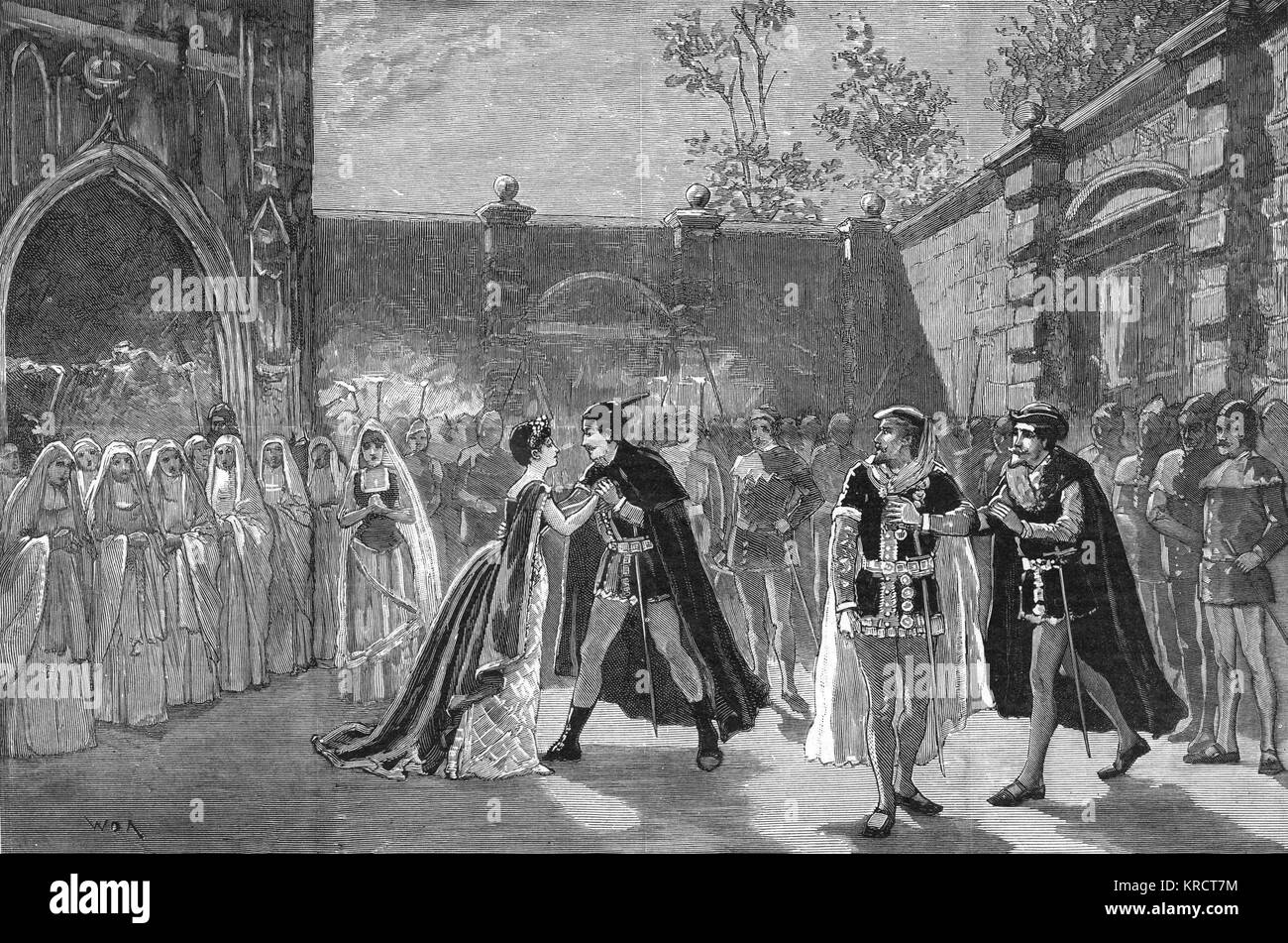 IL TROVATORE Akt 2, Szene 5 Manrico für die Leonora Rettung im Kloster Szene aus einem Covent Garden Produktion von 1887 Datum: 1887 Stockfoto