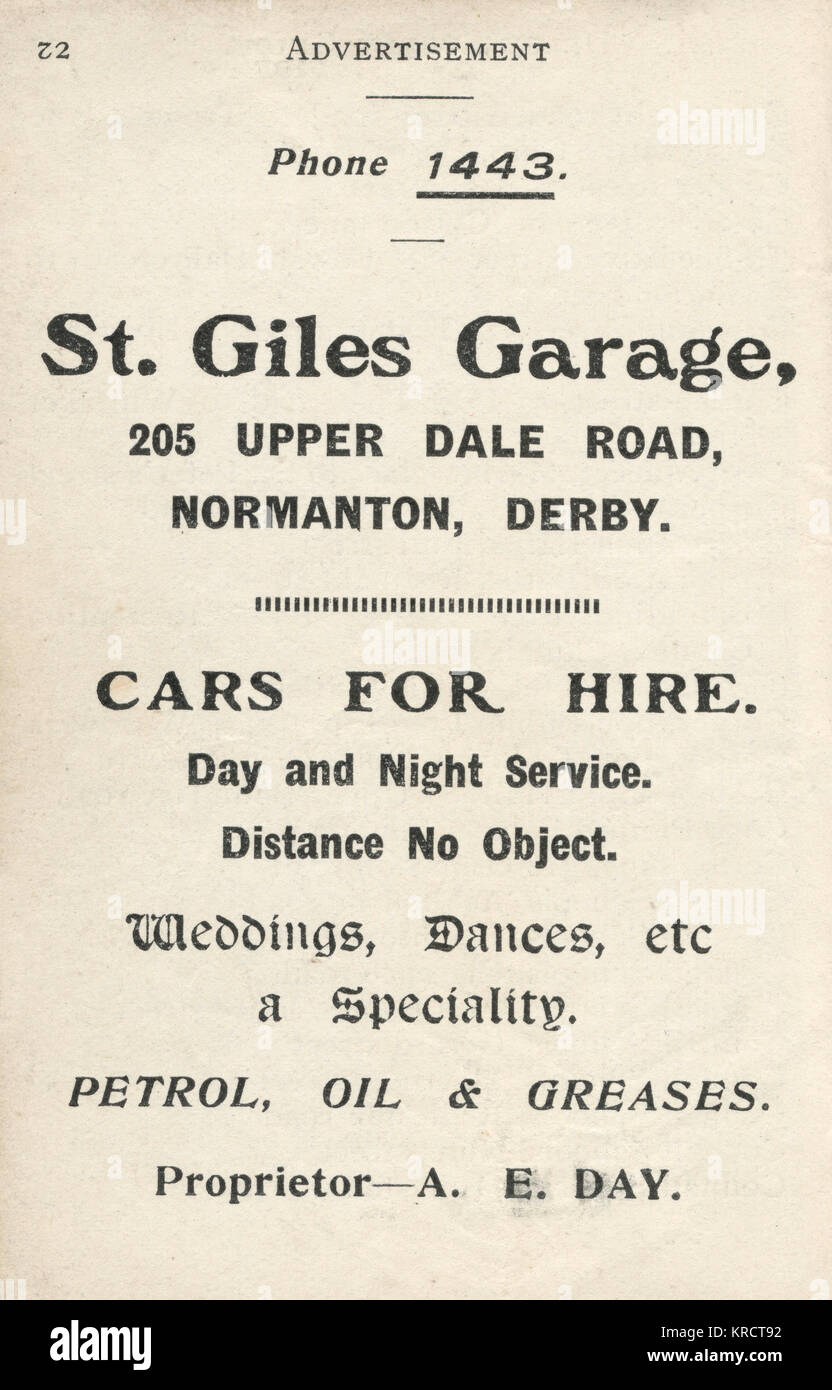 Werbung für St Giles Garage, Normanton, Derby Stockfoto