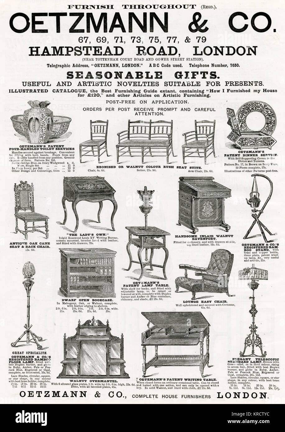 Vielzahl von viktorianischen Haushaltsgegenstände. 1890 Stockfoto