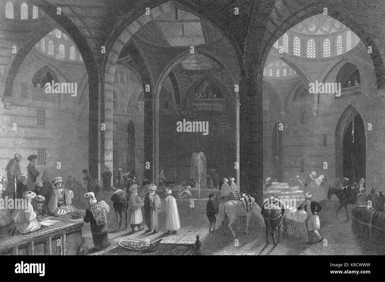 Damaskus: Der große Khan, Innenansicht Datum: 1847 Stockfoto