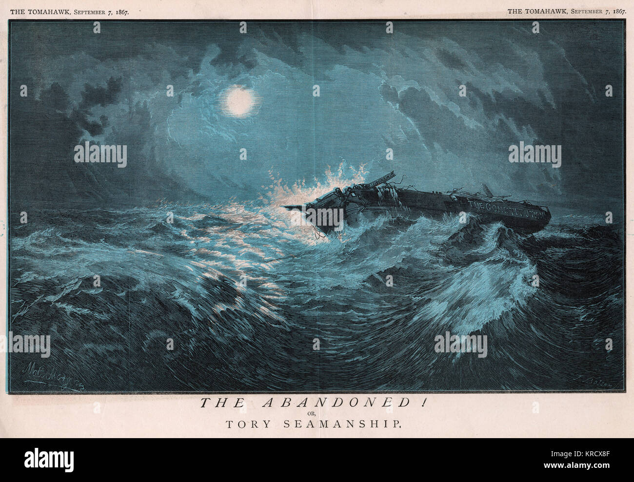 Cartoon, Die Verlassenen! Oder Tory Seamanship Stockfoto