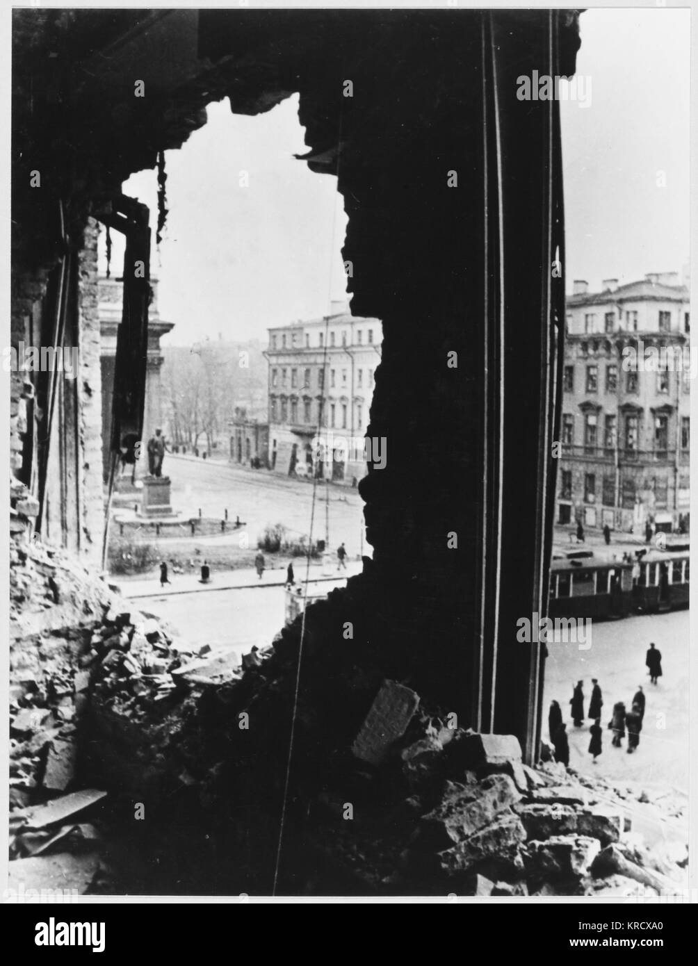 Newski Prospekt nach der Bombardierung von Leningrad Stockfoto