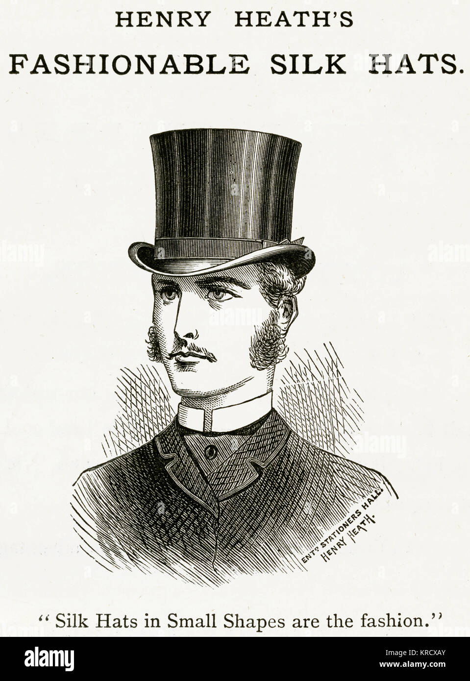 Henry Heath's, Männer Seidenhüte 1880 Stockfoto