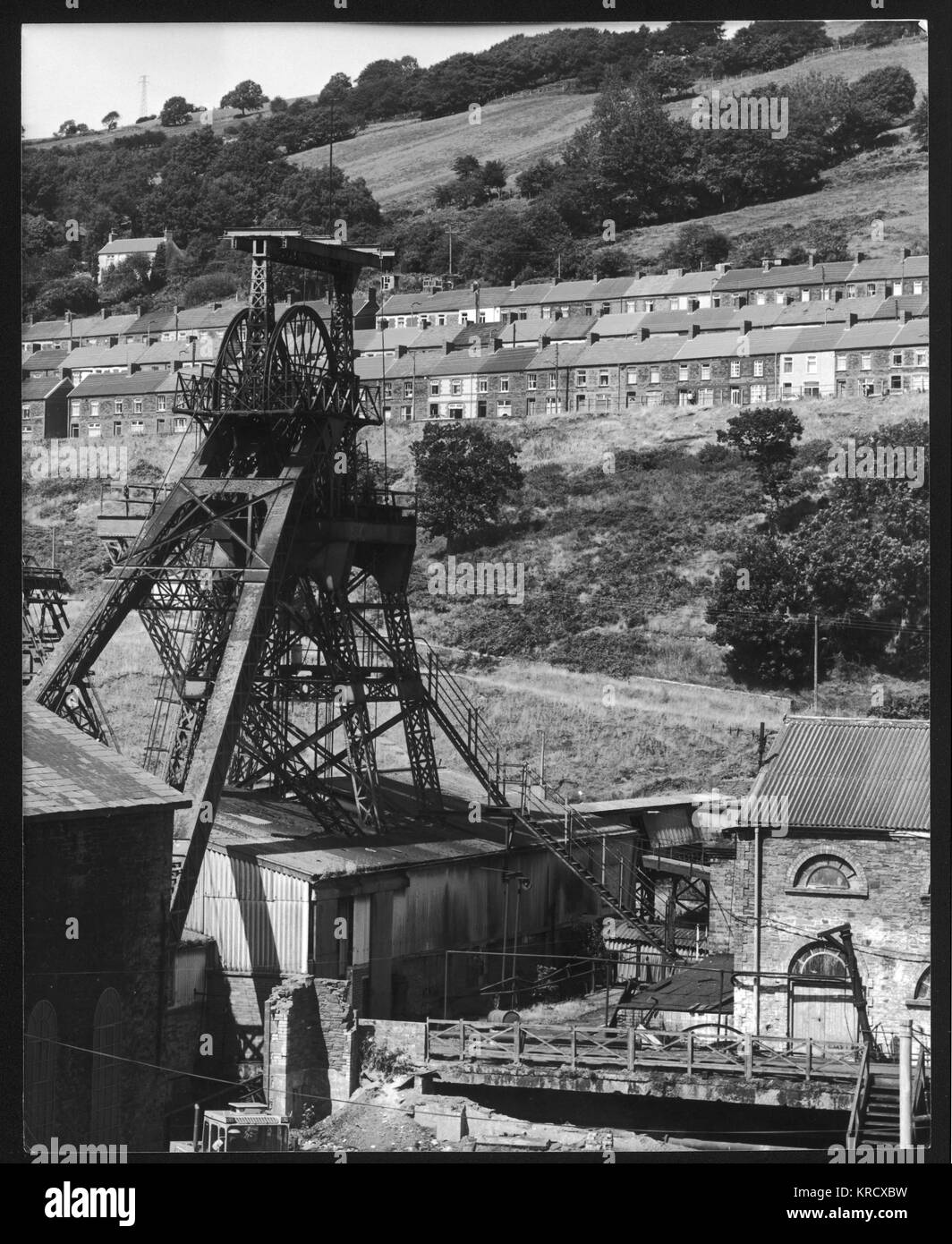 Die Lewis Merthyr Colliery, Trehafod, nahe Pontypridd, Gwent Wales, als es noch ein Bergwerk war. Es ist jetzt ein Museum, das als Teil des Rhondda Heritage Park umgebaut wurde. Stockfoto