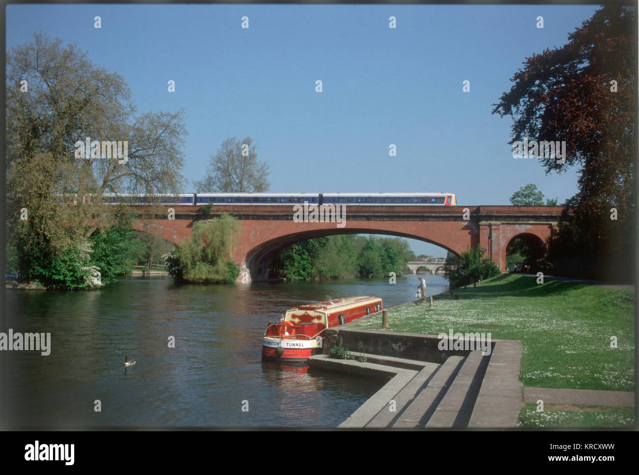 Brunels Eisenbahnbrücke in Maidenhead, Berkshire, England, hat die breitesten und flachsten Bögen der Welt. Stockfoto