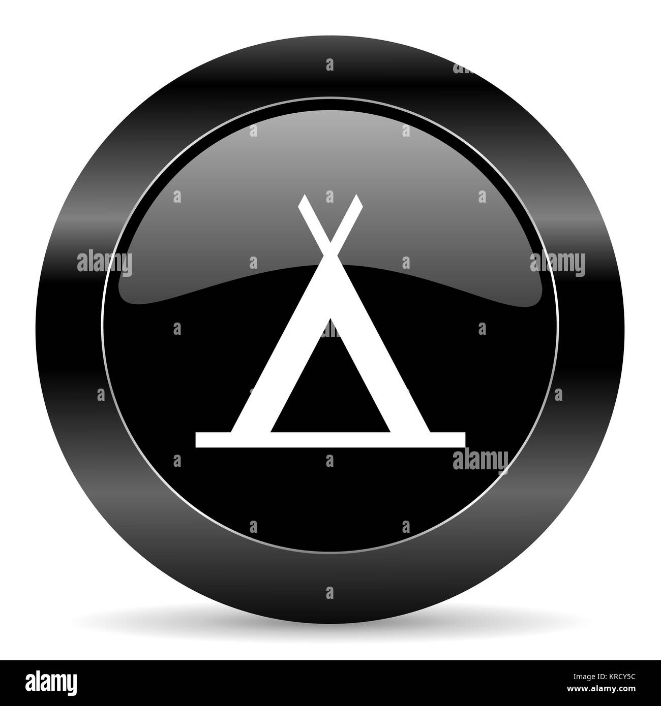 Schwarzer Kreis web-Taste auf weißem Hintergrund Stockfoto