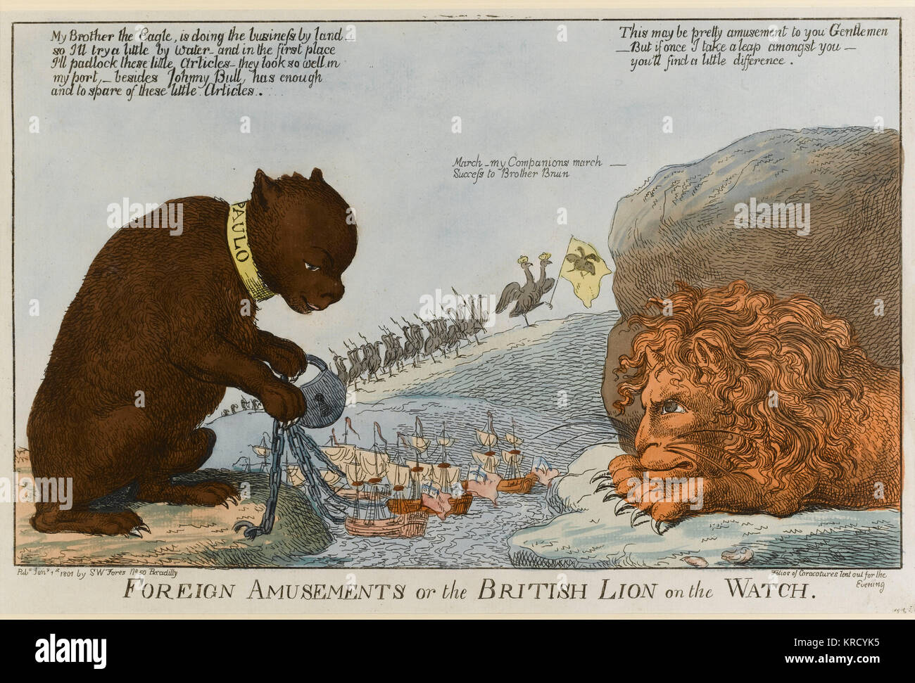 Ausländische Vergnügungen oder der britische Löwe auf der Wache Stockfoto