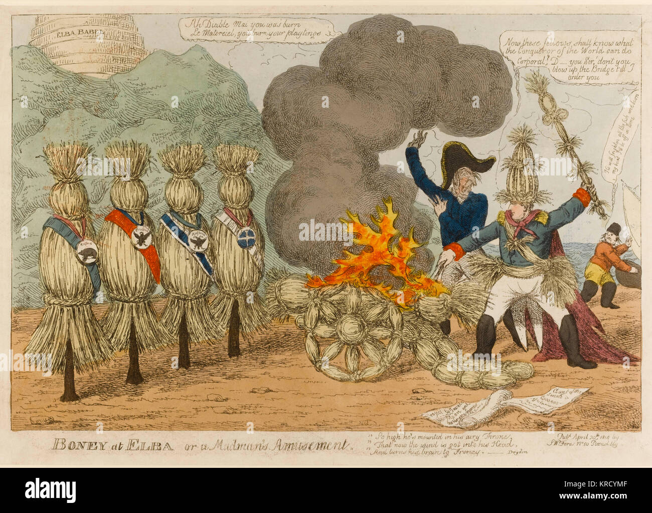 Satirischer Cartoon, Boney von Elba Stockfoto