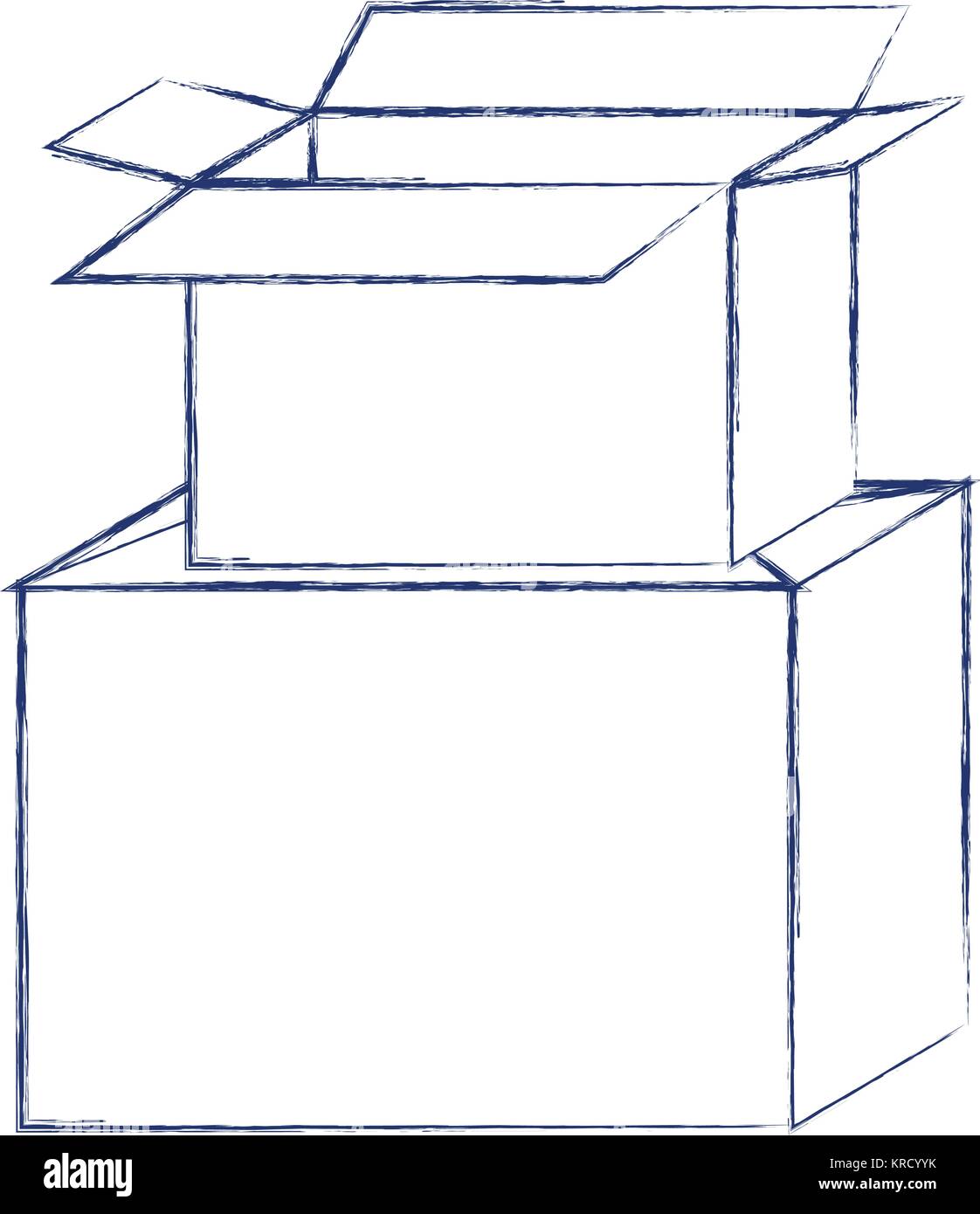 Karton in Dunkelblau gestapelt unscharfe Silhouette Stock Vektor