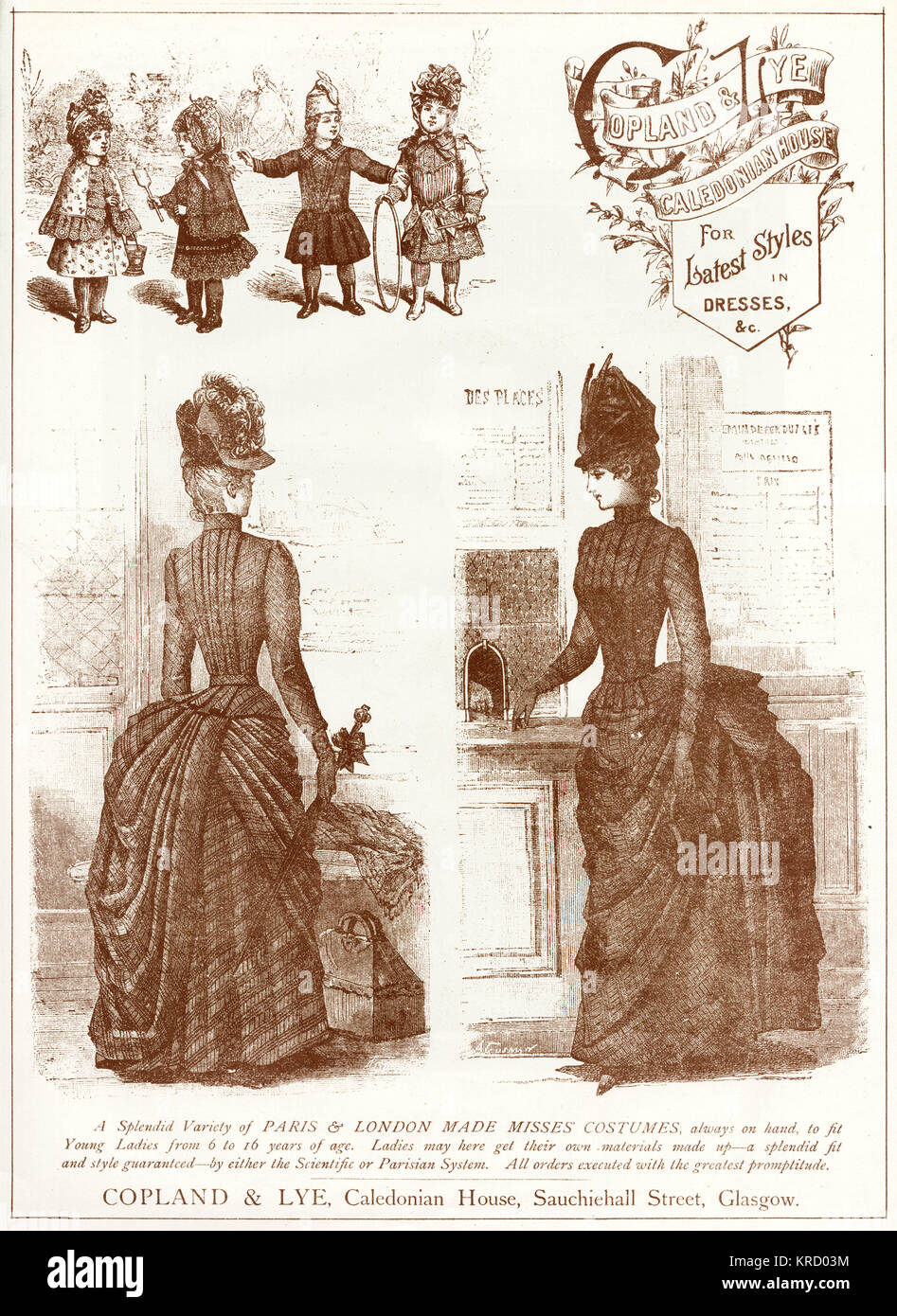 Werbung für Copland & Lye Damenmode 1887 Stockfoto