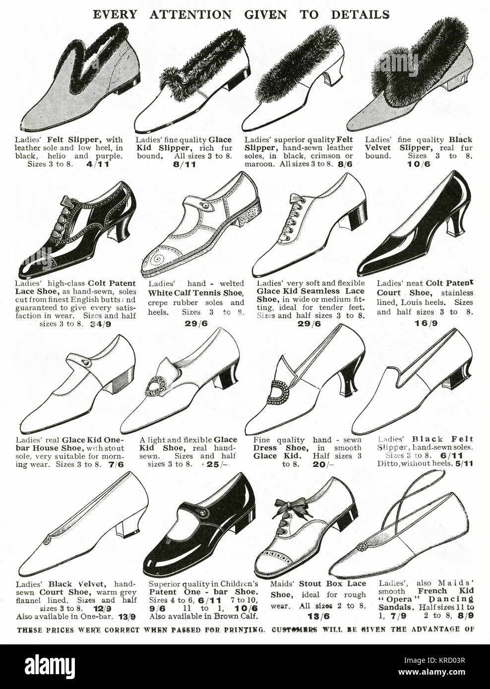 Meine Damen 1920s Schuhe, einschließlich Hausschuhe, Tennis und Kleidung Schuhe. Datum: ca. 1926 Stockfoto