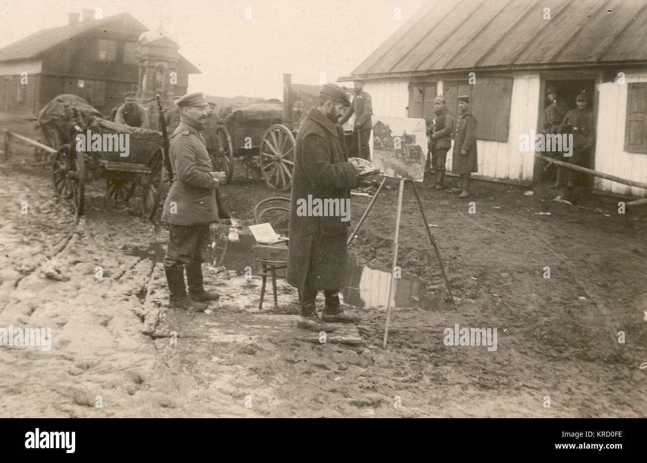 Deutscher Künstler an der Front im 1. Weltkrieg Stockfoto