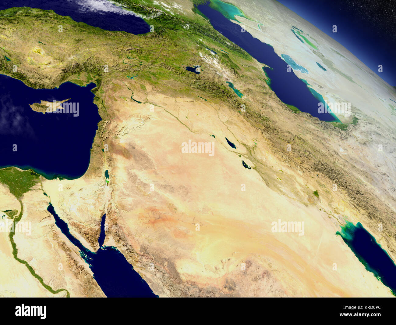 Israel, Libanon, Jordanien, Syrien und Irak Region aus dem Weltraum Stockfoto