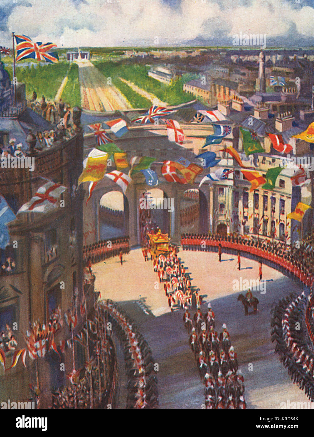 Die krönungsprozession von König George V entlang der Mall und durch Admiralty Arch in Trafalgar Square auf den Weg zu Westminster Abbey. Datum: 1911 Stockfoto