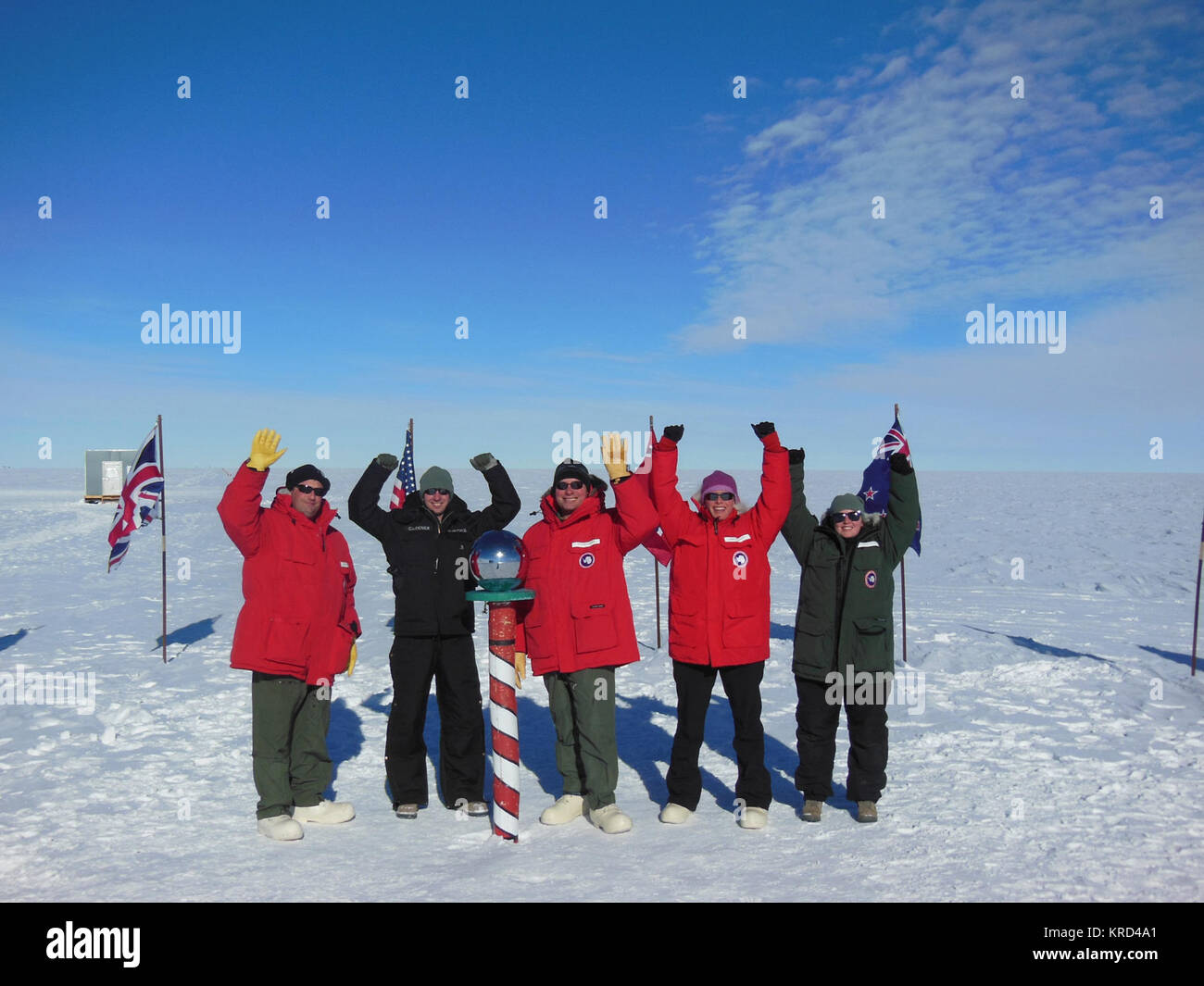 Die IceBridge-Team und von Mitgliedern der 109 AW Streik am Südpol darstellen Stockfoto