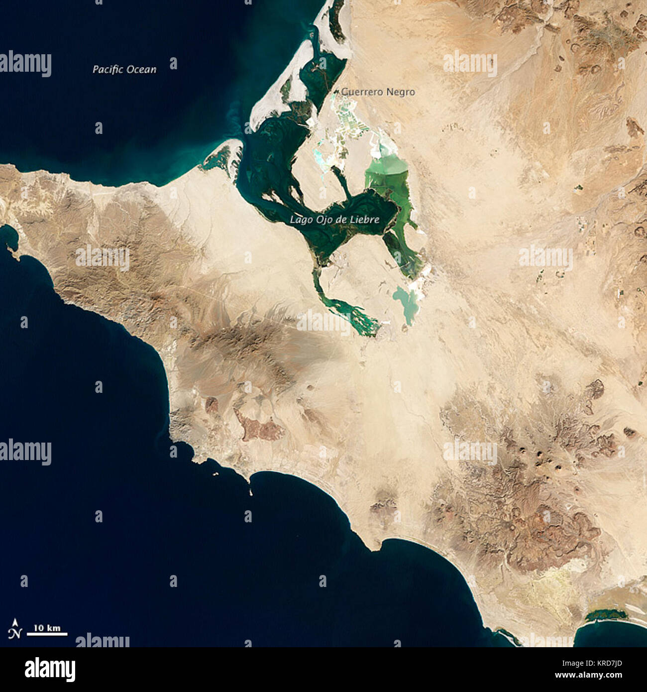 El Vizcaíno Biosphärenreservat LANDSAT-Bild mit Anmerkungen versehen Stockfoto