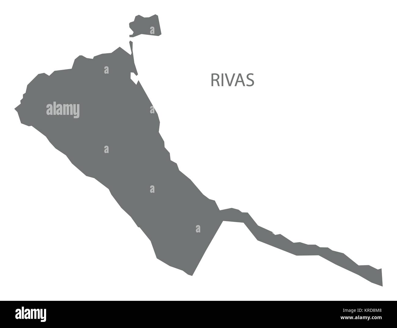 Rivas Karte von Nicaragua Grau Abbildung silhouette Form Stock Vektor