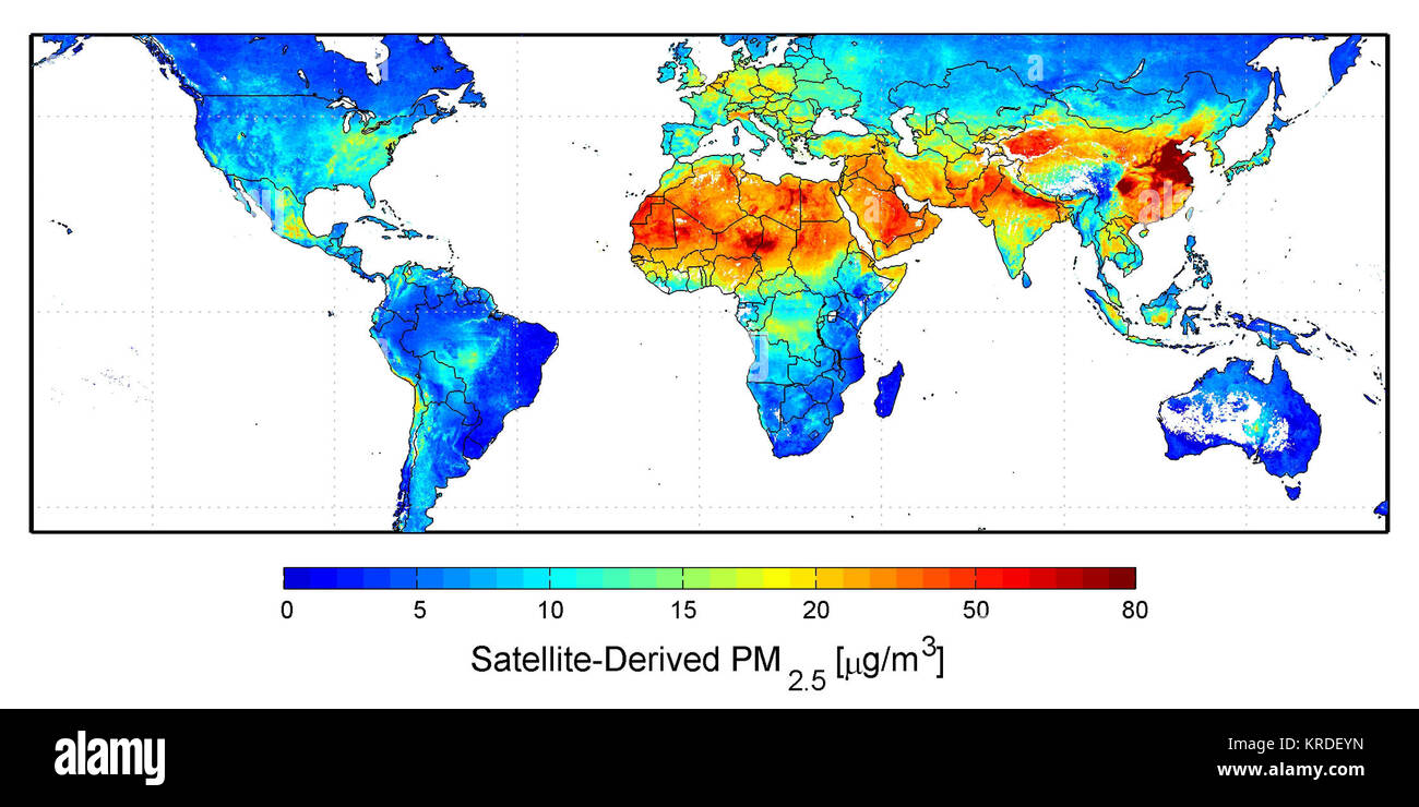 MATLAB Griff Grafiken 483897 wichtigsten globalen - PM2,5-Karte Stockfoto