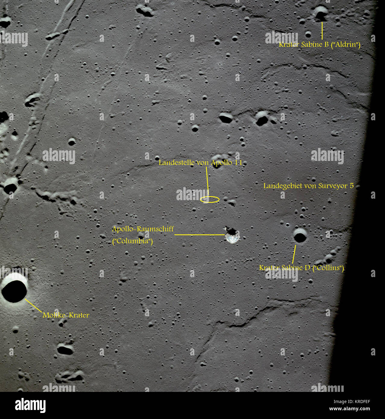 Apollo 11 Landebereich mit Erklärungen Stockfoto