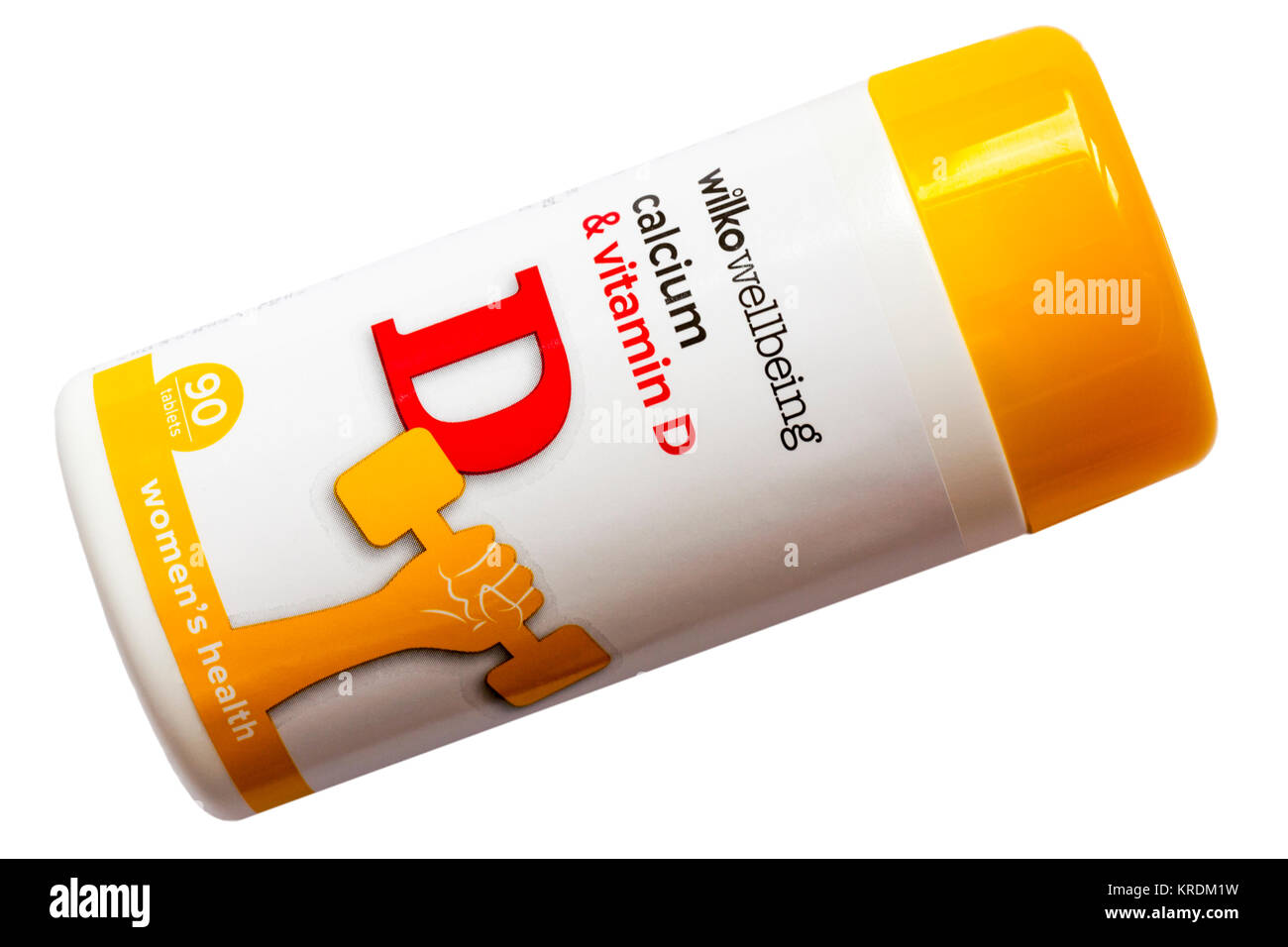 Wanne von Wilko Wohlbefinden Kalzium- und Vitamin-D-Tabletten isoliert auf weißem Hintergrund Stockfoto