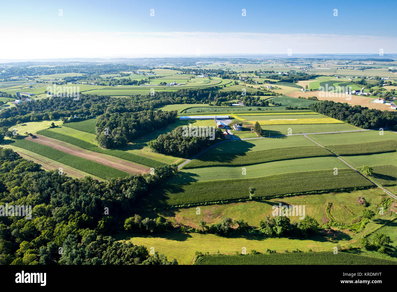 Luftaufnahme von KONTUR FELDERN UND Best Management Practices, LANCASTER PENNSYLVANIA Stockfoto