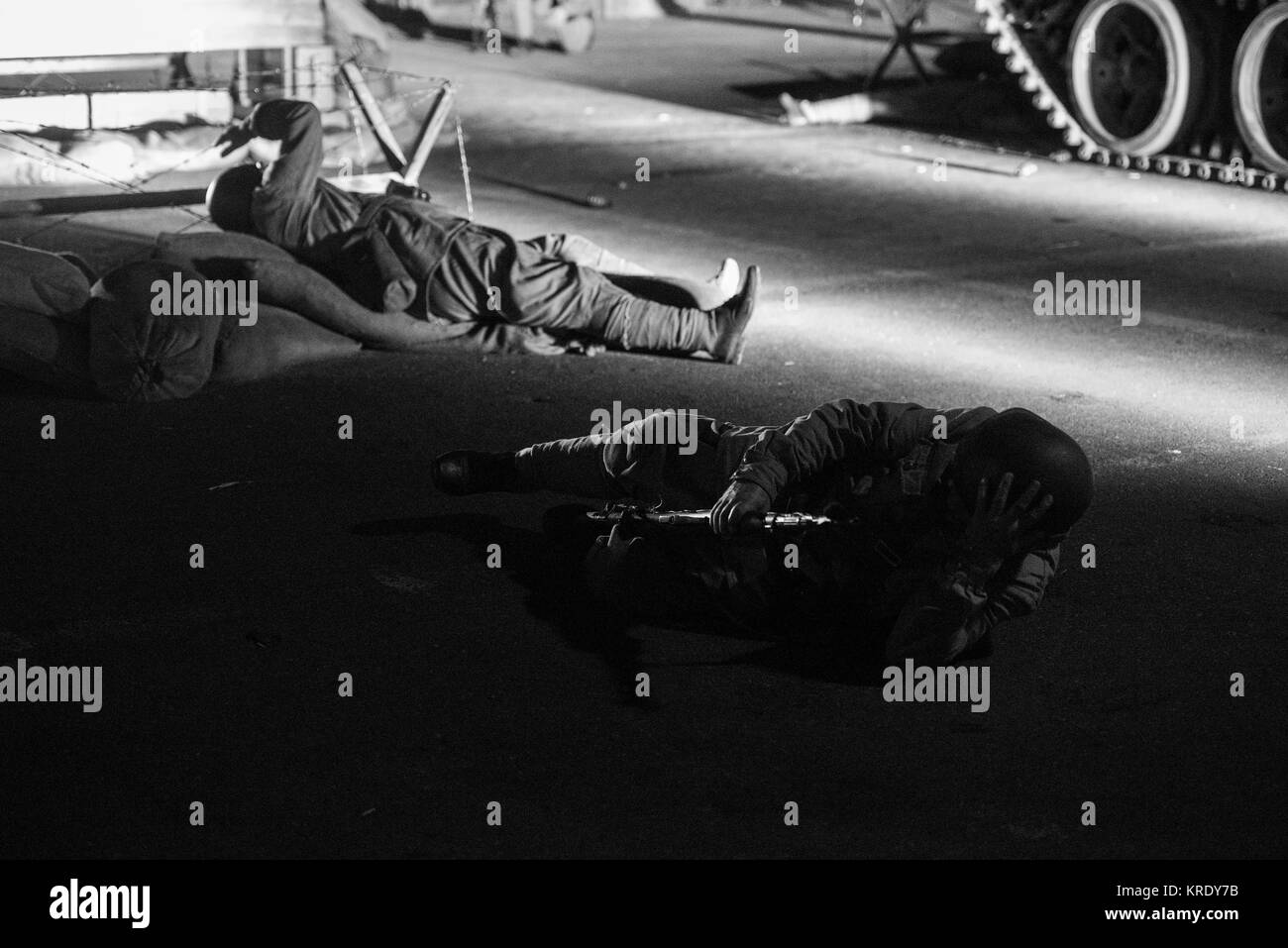 Tote Soldaten auf dem Schlachtfeld - Weltkrieg Konzept Stockfoto