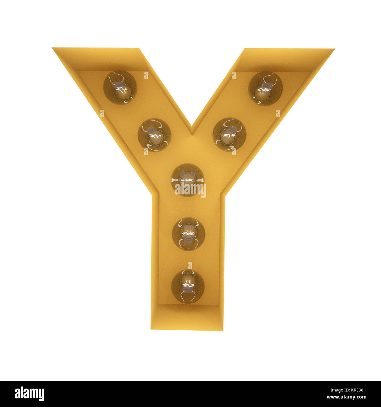Buchstabe Y Licht Zeichen gelb Vintage. 3D-Rendering Stockfoto