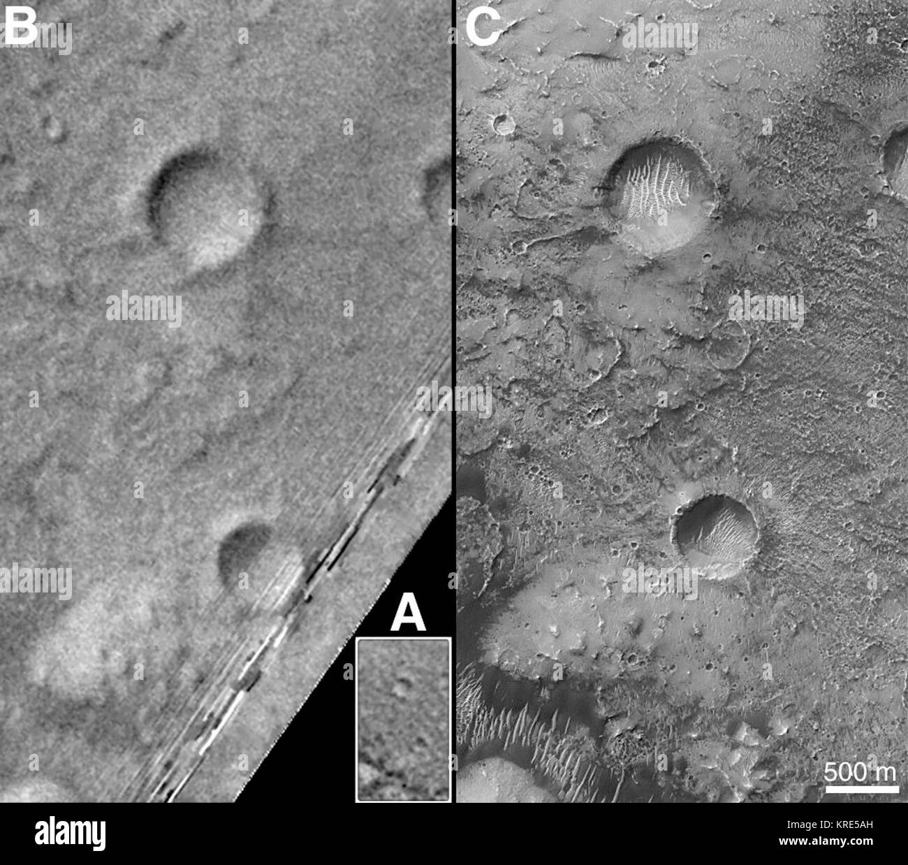 Martian Nullmeridian Luftig-0 Krater NASA PIA 03207 Stockfoto