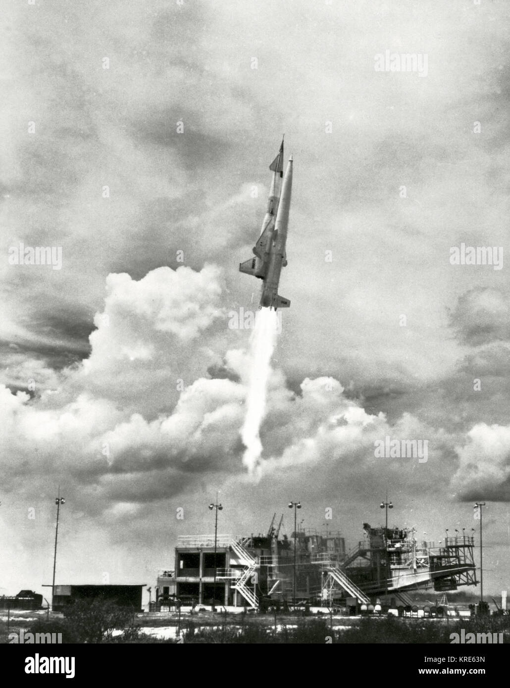 NAVAHO (Navajo) feuern. Oberfläche-zu-Rakete entwickelt unter US AIR ZWISCHEN MÄRZ 1946 UND JULI 1957. Navaho starten Stockfoto