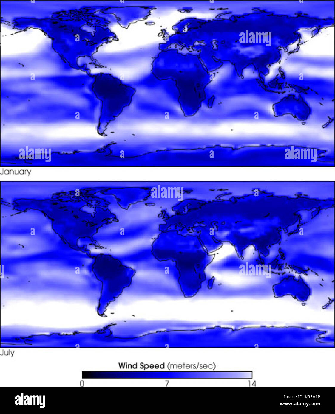 Windgeschwindigkeit Klimatologie Stockfoto