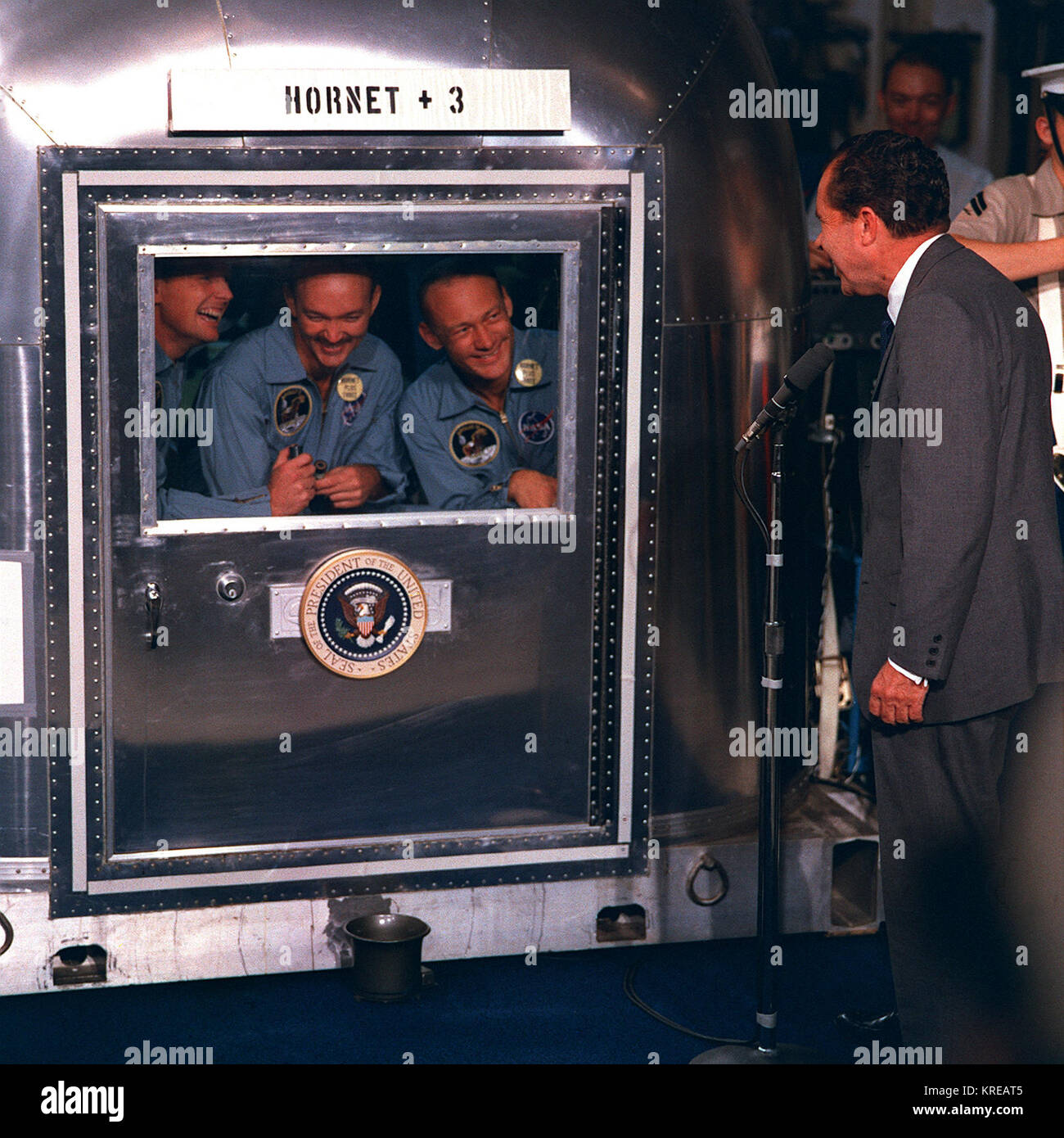 Apollo 11-Besatzung in Quarantäne Stockfoto