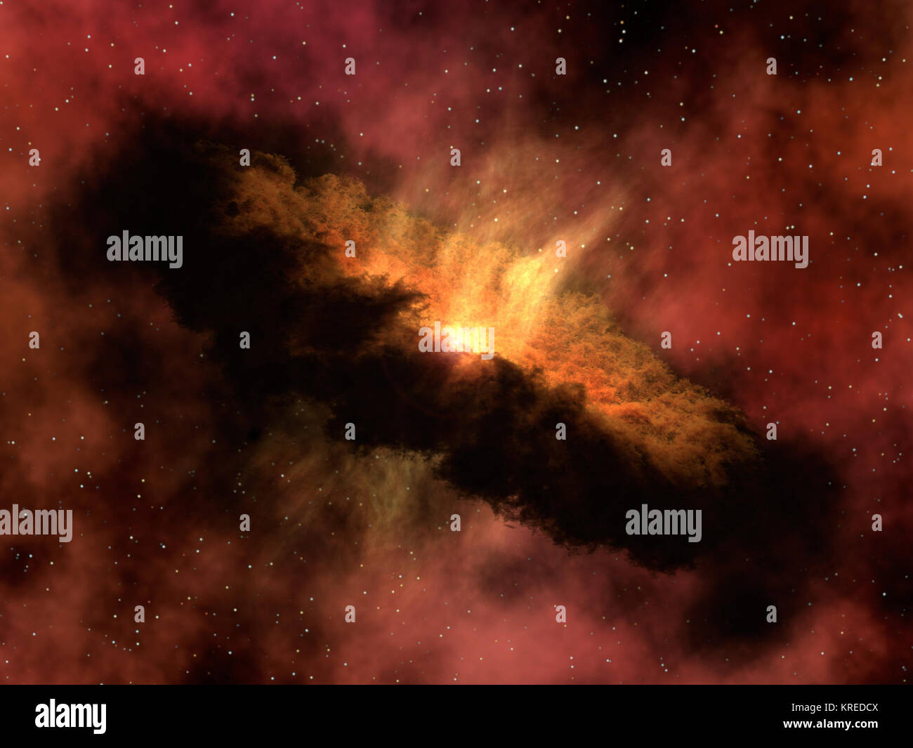Dieses Konzept zeigt einen jungen Stern mit einem staubigen protoplanetaren Scheibe umgeben. Diese Diskette enthält Der Rohstoff, auf den Planeten bilden kann als Star System reift. Auch in Die nächsten Sterne bilden Regionen, wie Festplatten sind winzig und schwer direkt zu beobachten, aber ihre Infrarot leuchten kann leicht durch die Detektoren auf dem Weltraumteleskop Spitzer gesehen werden. NGC 1333 IRAS 4B Stockfoto