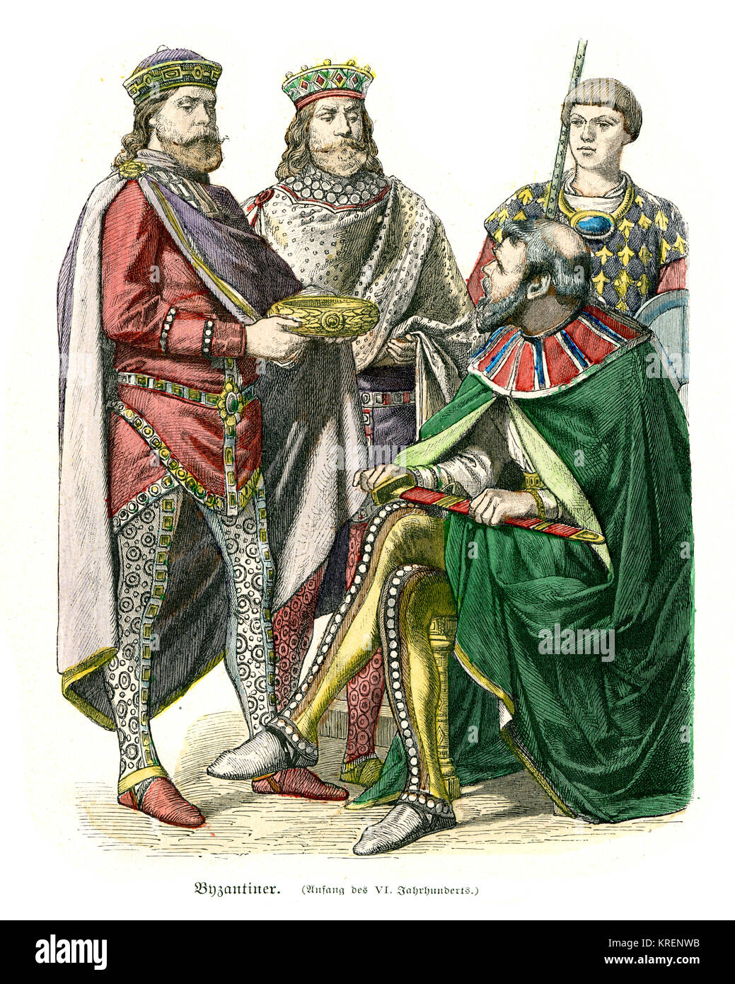 Vintage Gravur von Moden des Byzantinischen Reiches, 6. Stockfoto