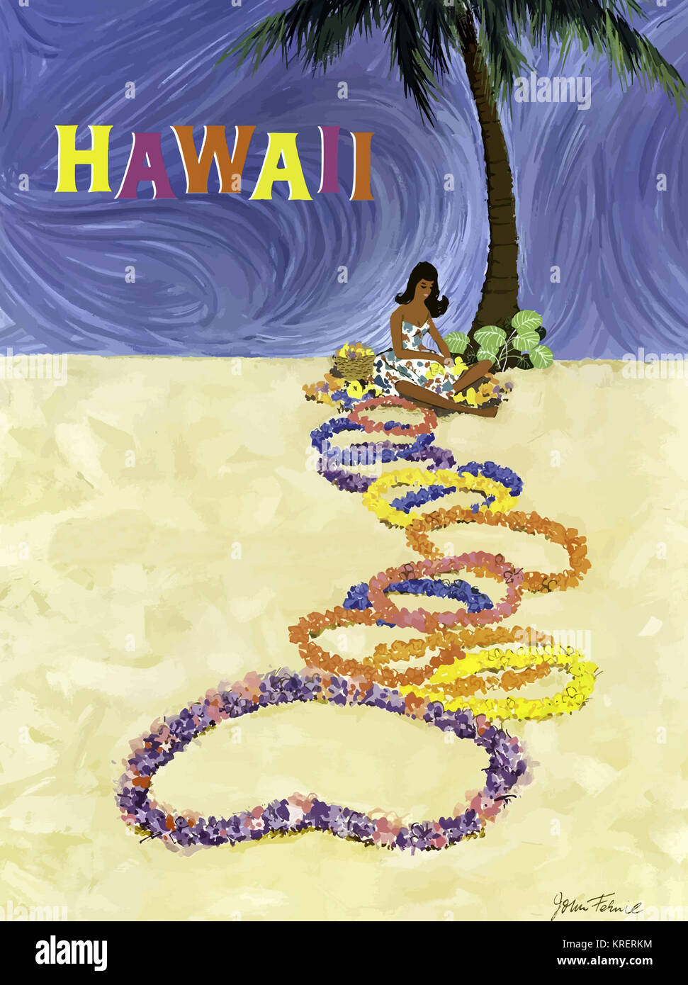 Hawaii - Lei auf den Sand Stockfoto