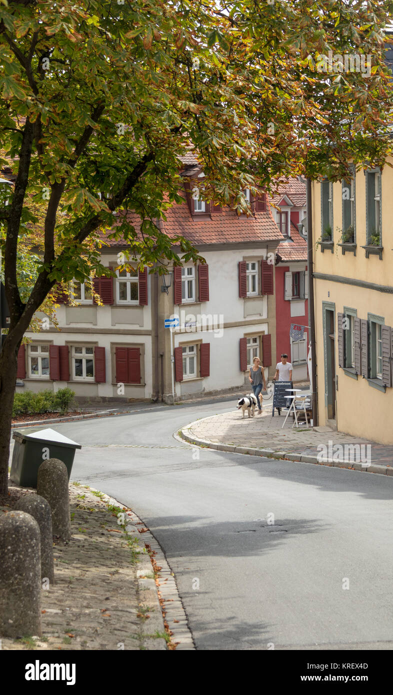 Mittelalterliche Straße in Bamberg, Bayern, Deutschland Stockfoto