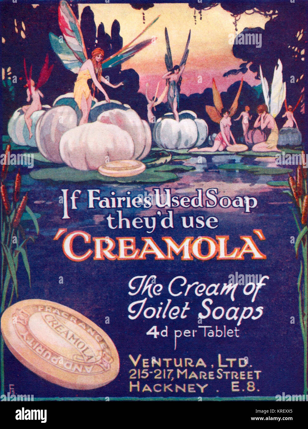 Cremola wc Seife Advert, 1924 Stockfoto