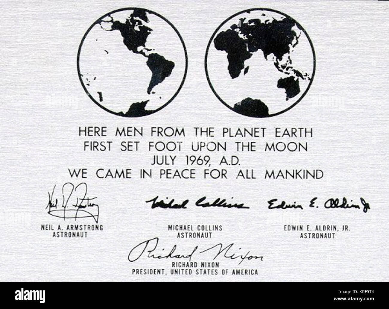 Apollo-11-Plaque-Replica Stockfoto