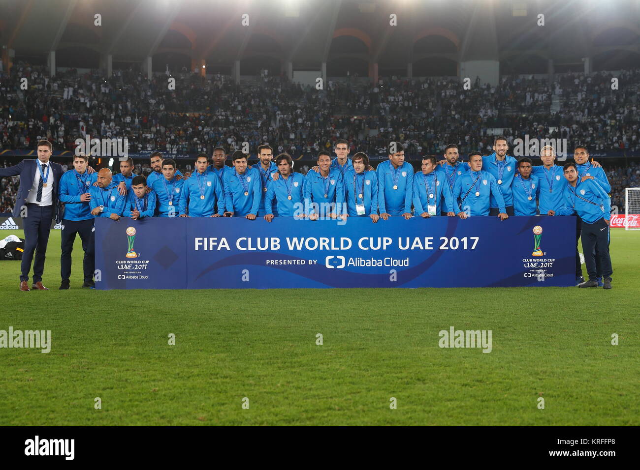 Abu Dhabi, VAE. 16 Dez, 2017. Pachuca team Group (Pachuca) Fußball: Pachuca team Gruppe während der Preisverleihung der FIFA Klub-Weltmeisterschaft VAE 2017 im Zayed Sports City Stadium in Abu Dhabi, VAE. Credit: mutsu Kawamori/LBA/Alamy leben Nachrichten Stockfoto