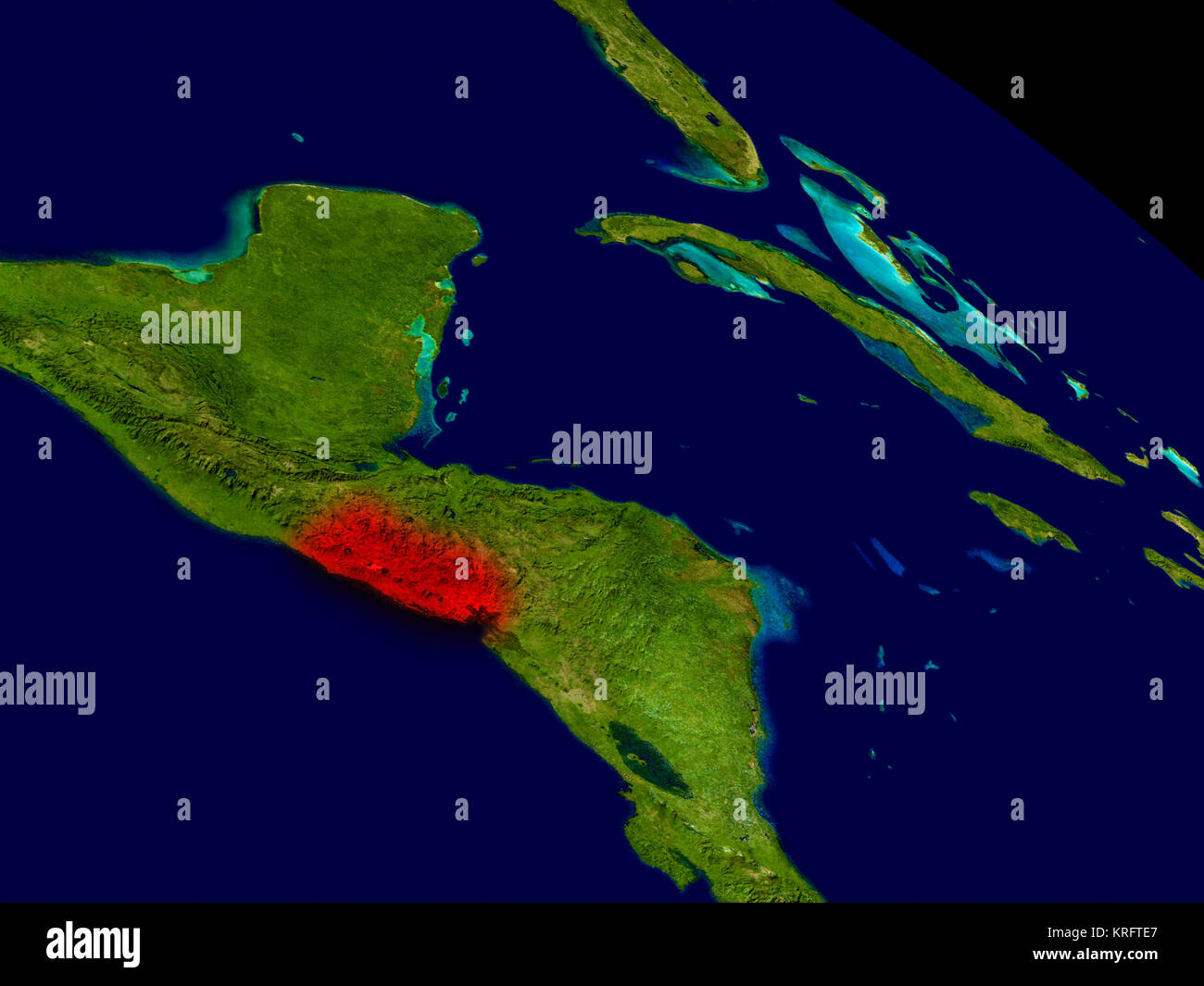 El Salvador aus dem Weltraum Stockfoto