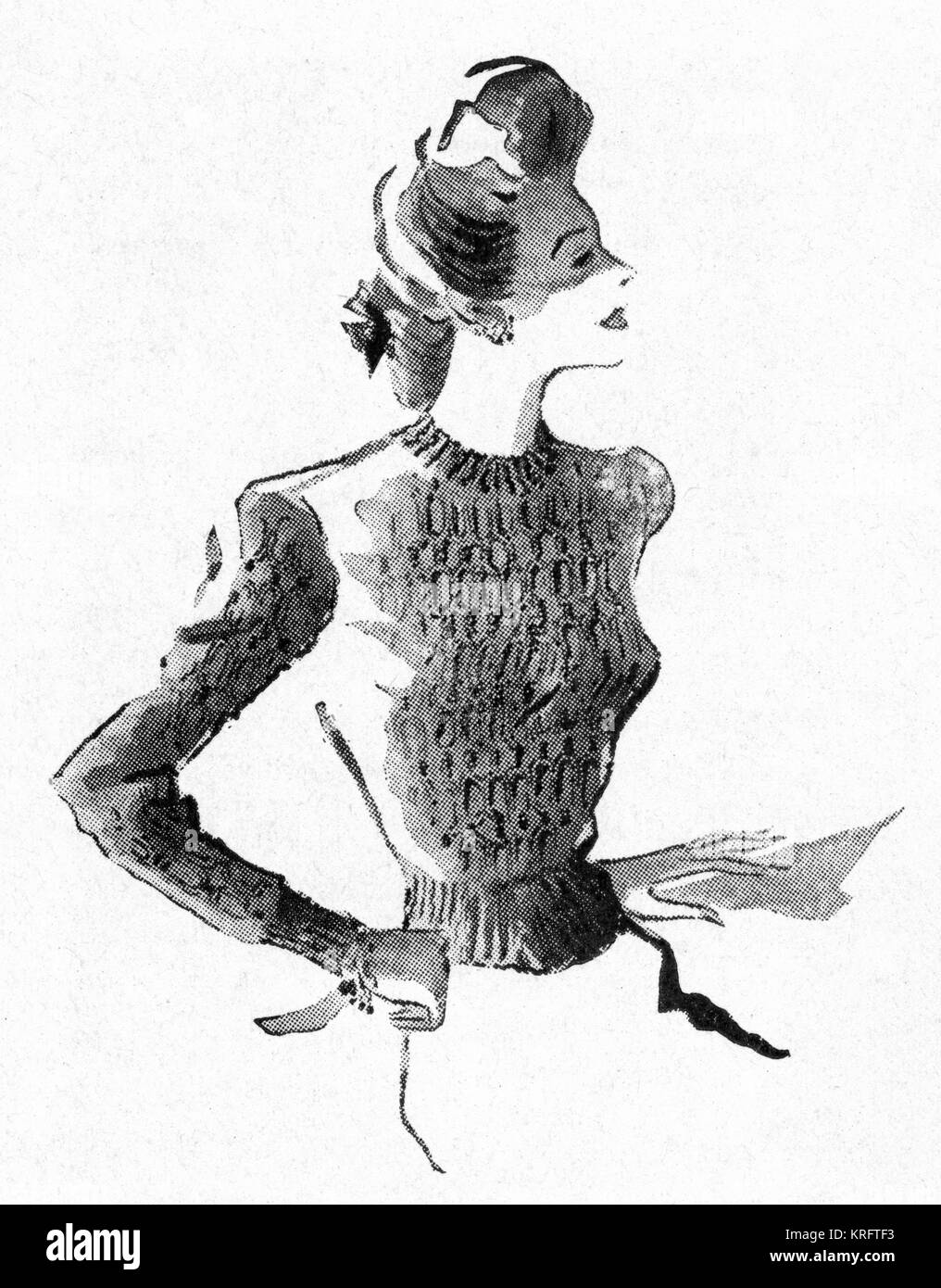 Geflochtener Kabelpullover, ca. 1941 Stockfoto