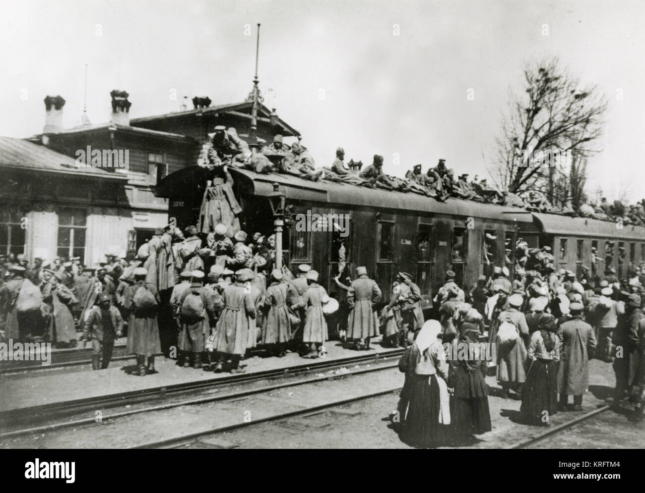 WW1 Uhr - Ostfront - Zug für die Front Stockfoto