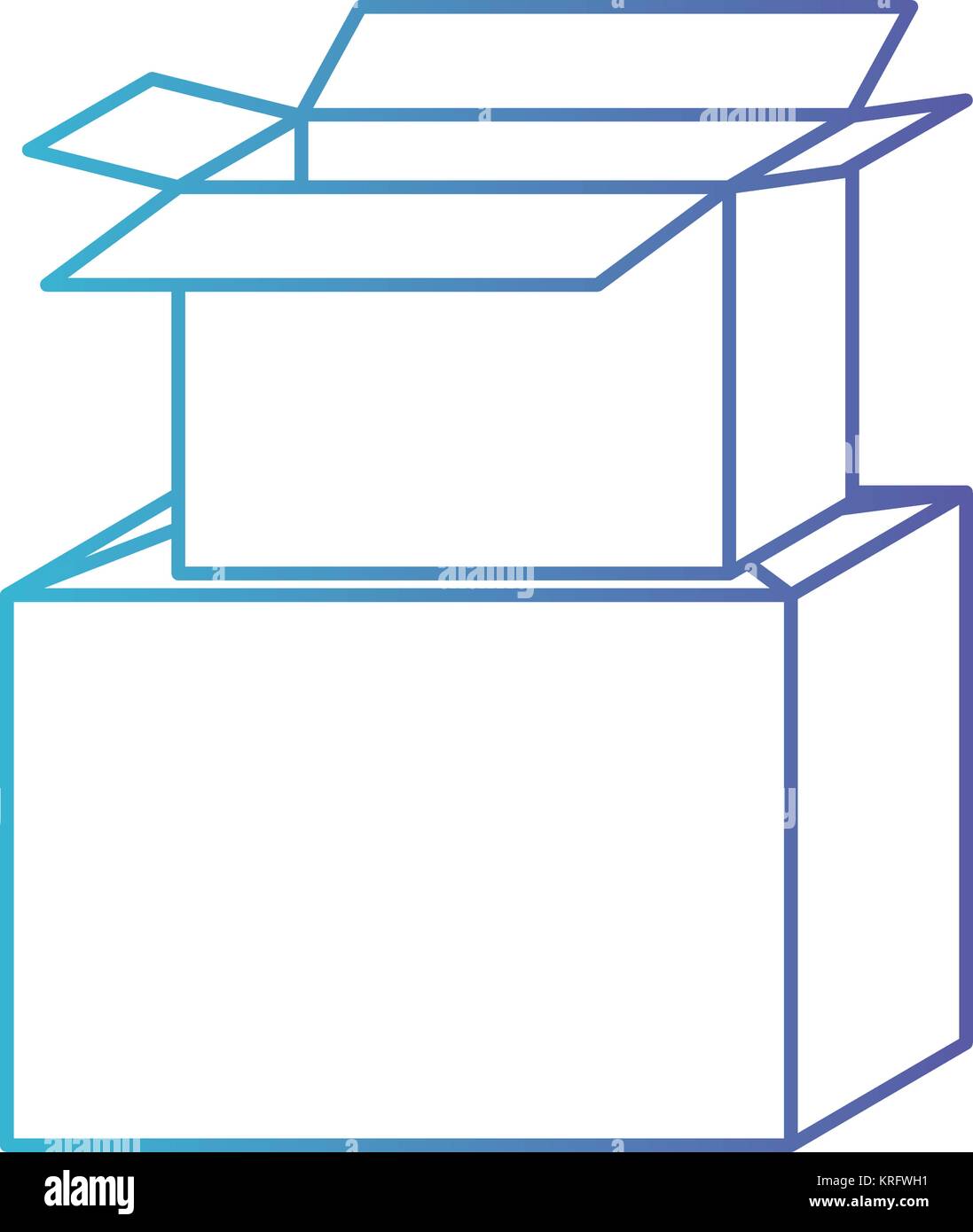 Karton in den Fehlermodus blau gestapelt zu lila Farbe Kontur Stock Vektor