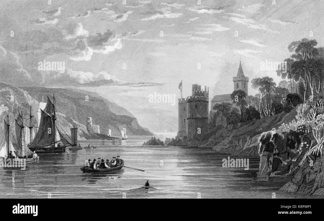 Blick auf Dartmouth Castle und Hafen, Devon Stockfoto