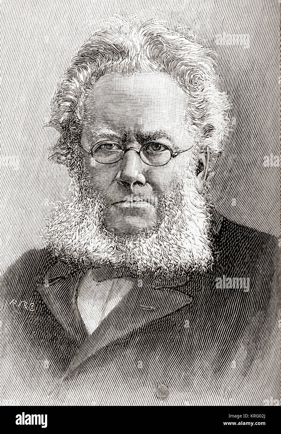 Henrik Johan Ibsen, 1828 - 1906. 19. Jahrhundert norwegische Dramatiker, Regisseur und Dichter. Hier gesehen im Alter von 66. Von The Strand Magazine, veröffentlicht Januar bis Juni 1894. Stockfoto